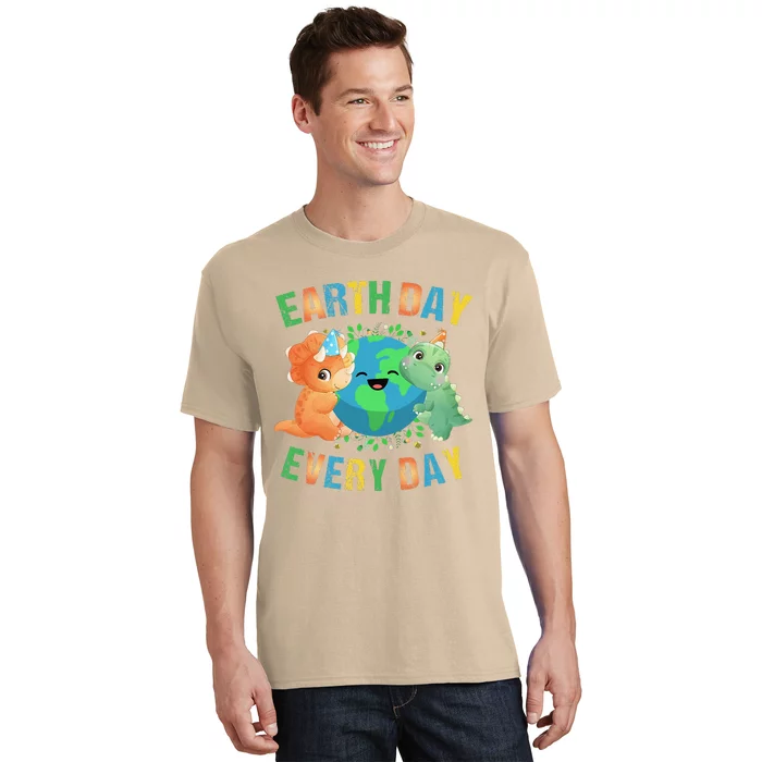 Earth Day Every Day Dinosaur Hugging Earth Nature Dino Lover Gift T-Shirt