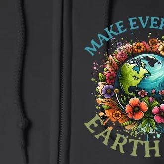 Earth Day Every Day Groovy Retro 70s Earth Day Full Zip Hoodie