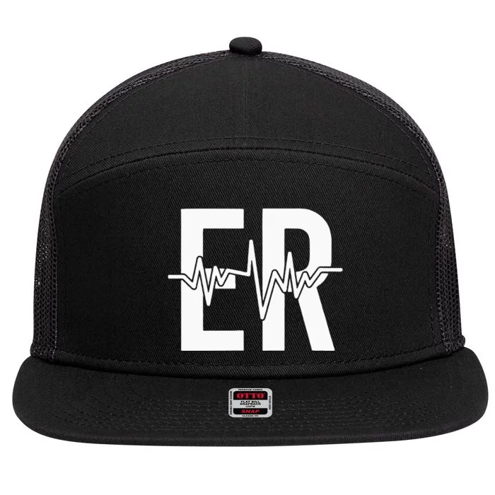 Emergency Department ER Nurse Front + Back Emergency Room 7 Panel Mesh Trucker Snapback Hat