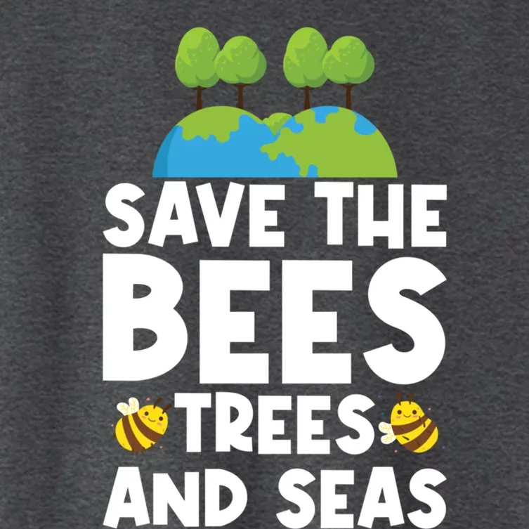 Earth Day Environtal Save The Bees Trees And Seas Meaningful Gift Women's Crop Top Tee