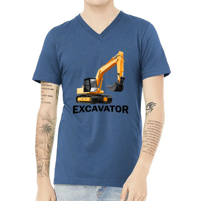 Excavator Design V-Neck T-Shirt