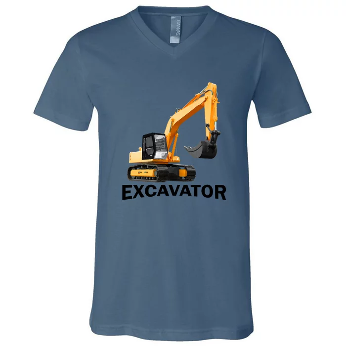 Excavator Design V-Neck T-Shirt