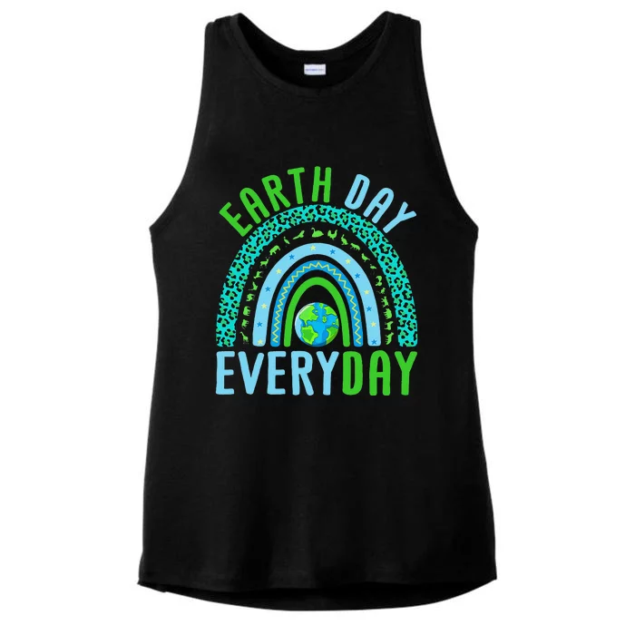 Earth Day Every Day Planet Earth Earth Day Everyday Rainbow Ladies Tri-Blend Wicking Tank