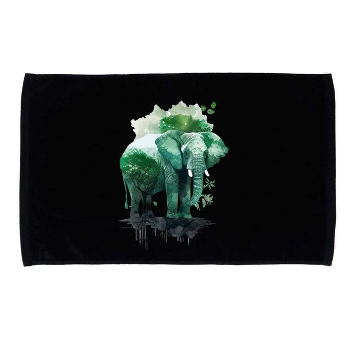 Earth Day Elephant Watercolor Art Green Theme Restore Earth Cute Gift Microfiber Hand Towel