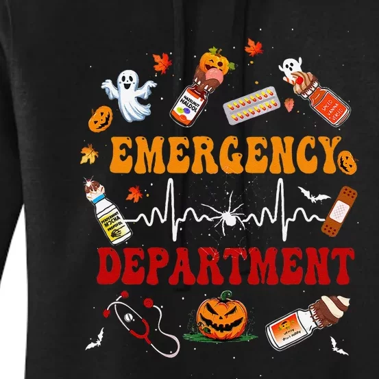 Emergency Department Er Nurse Halloween Groovy Fall Season Women's Pullover Hoodie