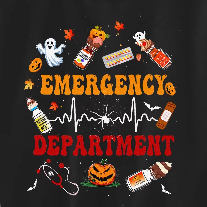 Emergency Department Er Nurse Halloween Groovy Fall Season Kids Sweatshirt