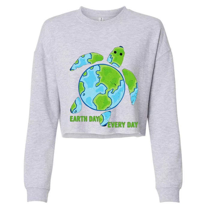 Earth Day Every Day Protect The Planet Save The Sea Turtles Cropped Pullover Crew