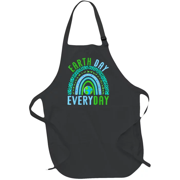 Earth Day Everyday Rainbow Design Earth Day Full-Length Apron With Pocket