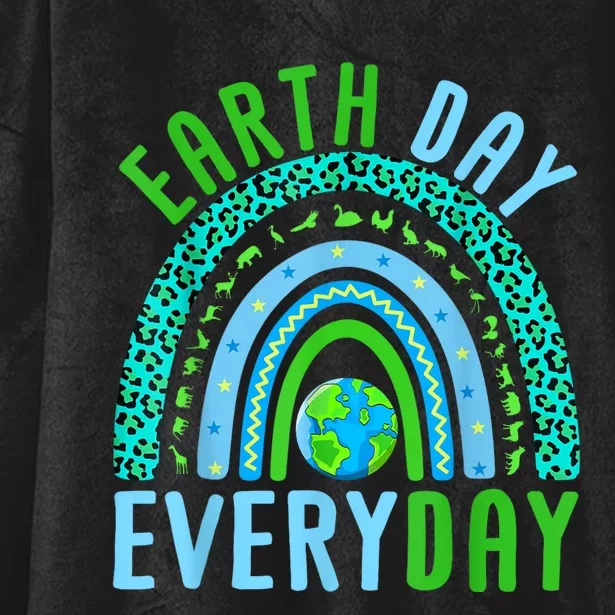 Earth Day Everyday Rainbow Design Earth Day Hooded Wearable Blanket