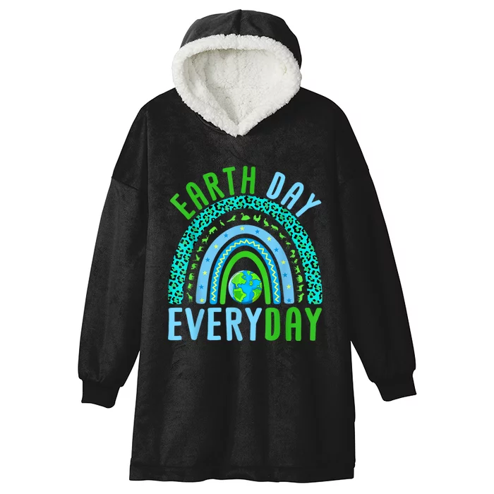 Earth Day Everyday Rainbow Design Earth Day Hooded Wearable Blanket