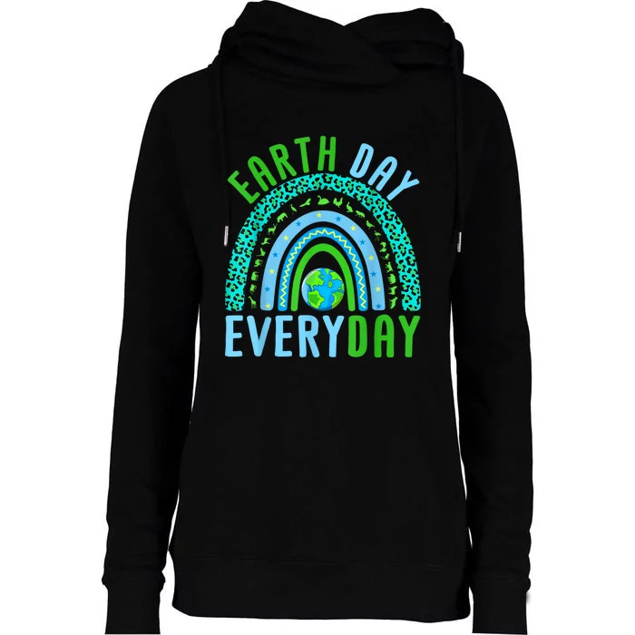 Earth Day Everyday Rainbow Design Earth Day Womens Funnel Neck Pullover Hood