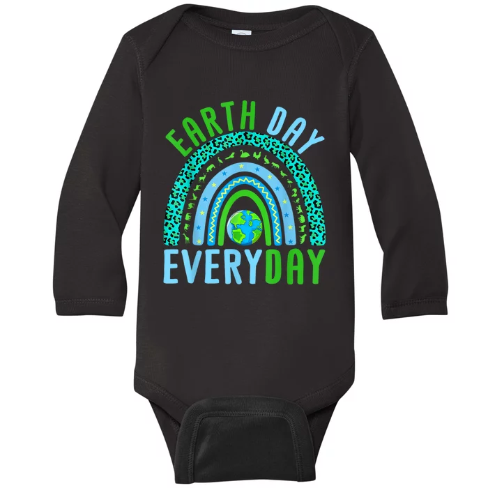 Earth Day Everyday Rainbow Design Earth Day Baby Long Sleeve Bodysuit