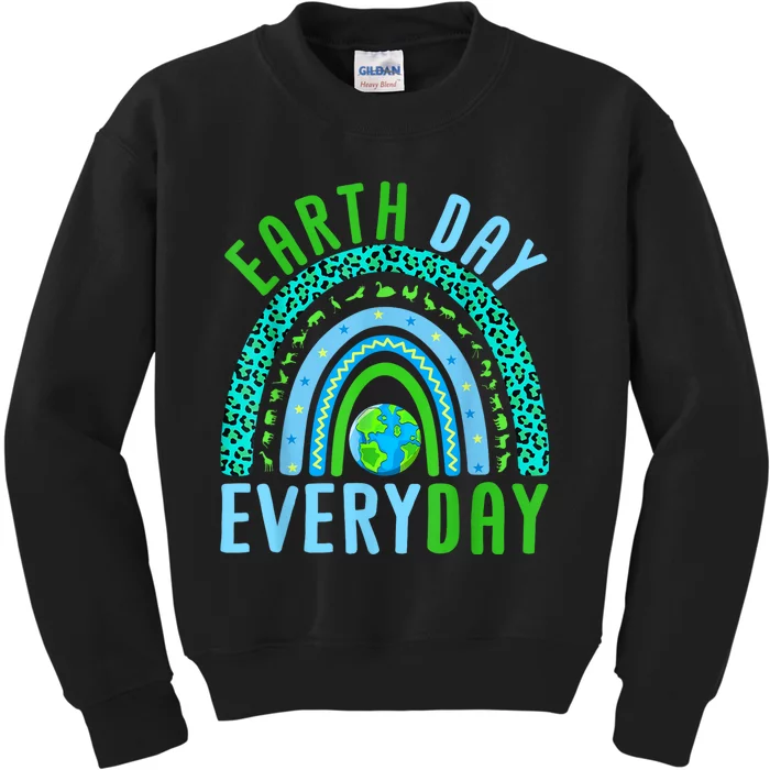 Earth Day Everyday Rainbow Design Earth Day Kids Sweatshirt