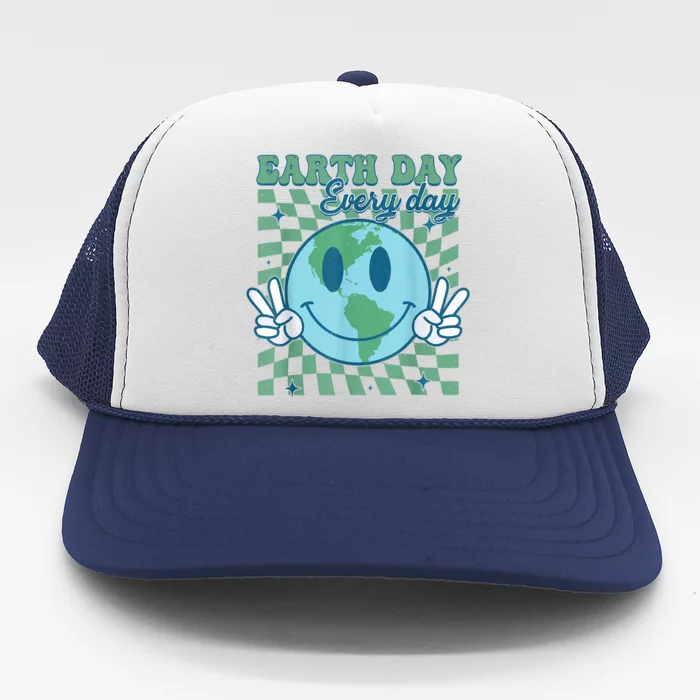 Earth Day Everyday Smile Face Hippie Planet Anniversary Trucker Hat