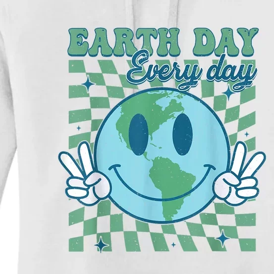 Earth Day Everyday Smile Face Hippie Planet Anniversary Women's Pullover Hoodie