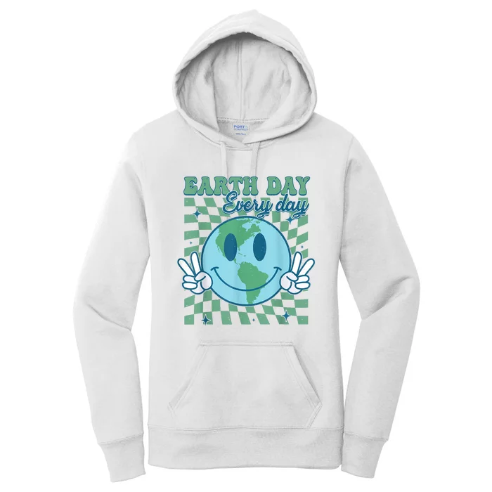 Earth Day Everyday Smile Face Hippie Planet Anniversary Women's Pullover Hoodie