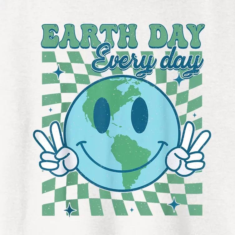 Earth Day Everyday Smile Face Hippie Planet Anniversary Women's Crop Top Tee