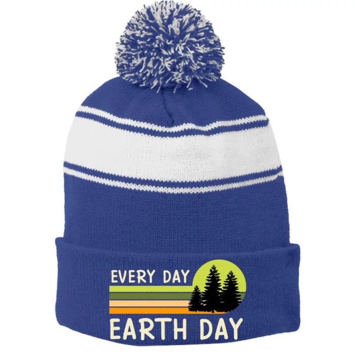 Earth Day Every Day Environtal Care Save Earth Gift Stripe Pom Pom Beanie