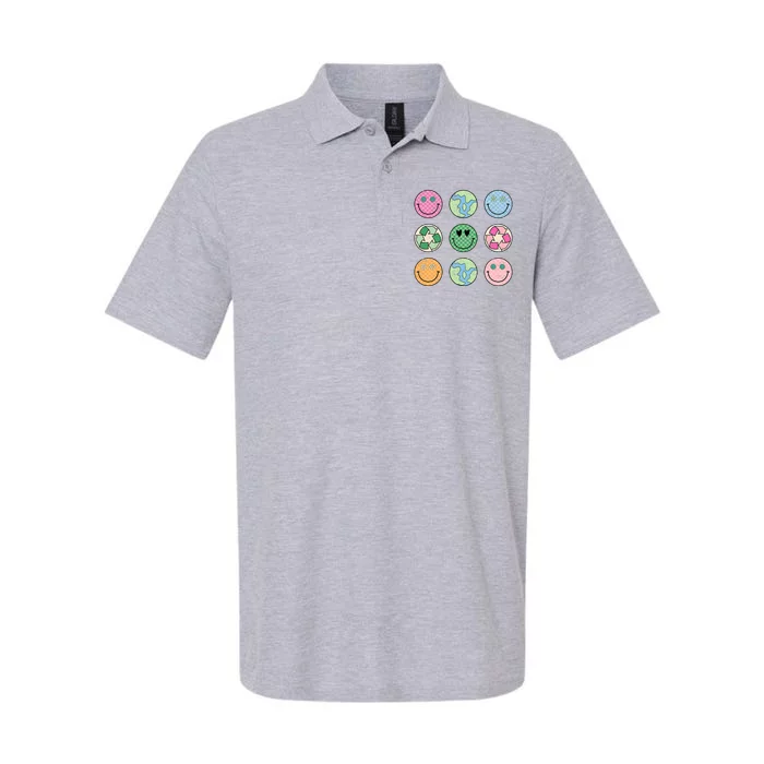 Earth Day Everyday Groovy Face Recycle Save Our Planet Softstyle Adult Sport Polo