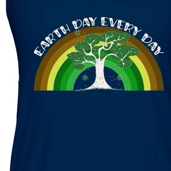 Earth Day Every Day Rainbow Tree Ladies Essential Flowy Tank