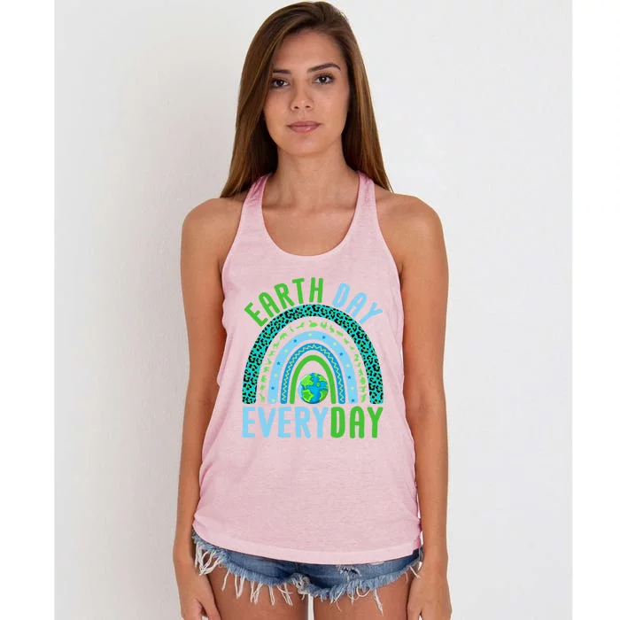 Earth Day Every Day Planet Earth Earth Day Everyday Rainbow Gift Women's Knotted Racerback Tank