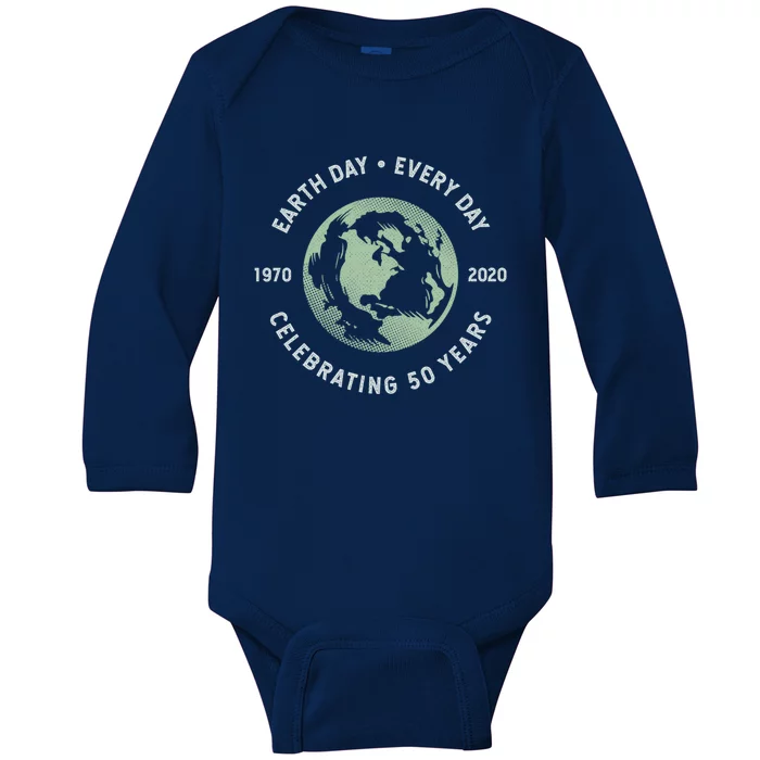 Earth Day Every Day Gift Grunge 50th Anniversary Earth Day Gift Funny Gift Baby Long Sleeve Bodysuit