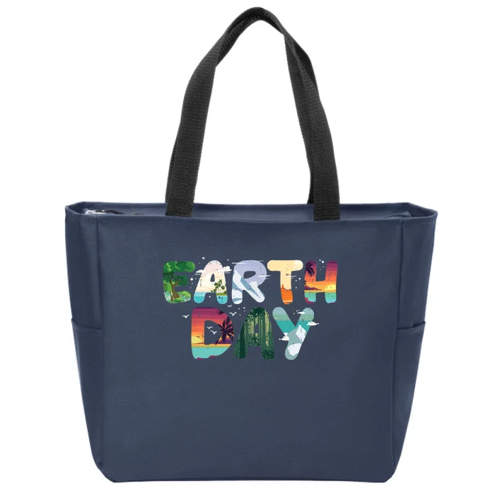 Earth Day Elements Nature Global Warming Zip Tote Bag