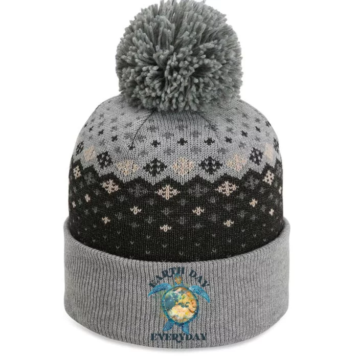 Earth Day Everyday Watercolor Sea Turtle Earth The Baniff Cuffed Pom Beanie