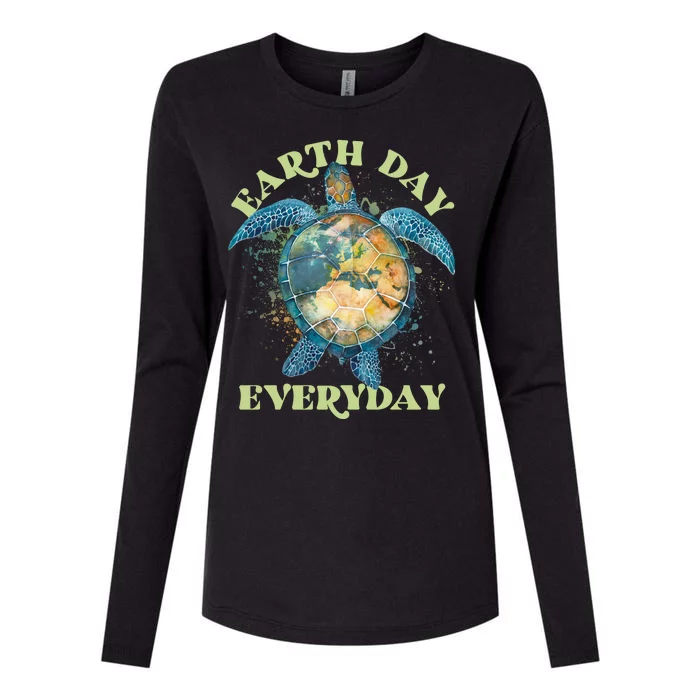 Earth Day Everyday Watercolor Sea Turtle Earth Womens Cotton Relaxed Long Sleeve T-Shirt