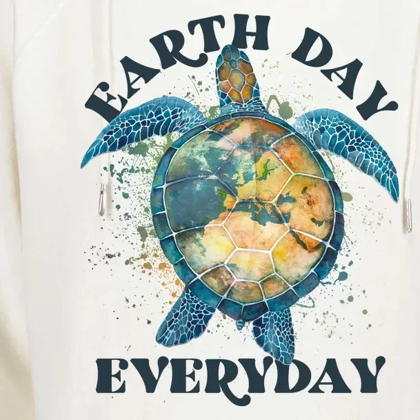 Earth Day Everyday Watercolor Sea Turtle Earth Womens Funnel Neck Pullover Hood