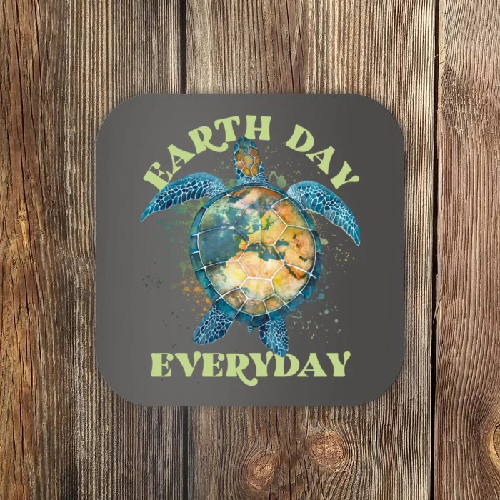 Earth Day Everyday Watercolor Sea Turtle Earth Coaster