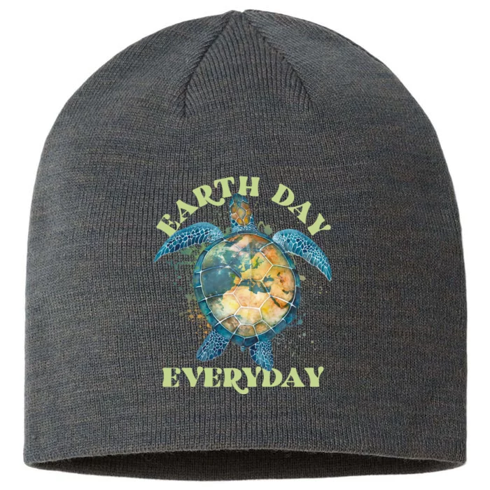 Earth Day Everyday Watercolor Sea Turtle Earth 8 1/2in Sustainable Knit Beanie