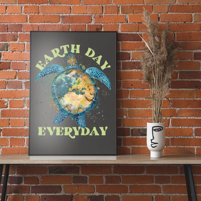 Earth Day Everyday Watercolor Sea Turtle Earth Poster