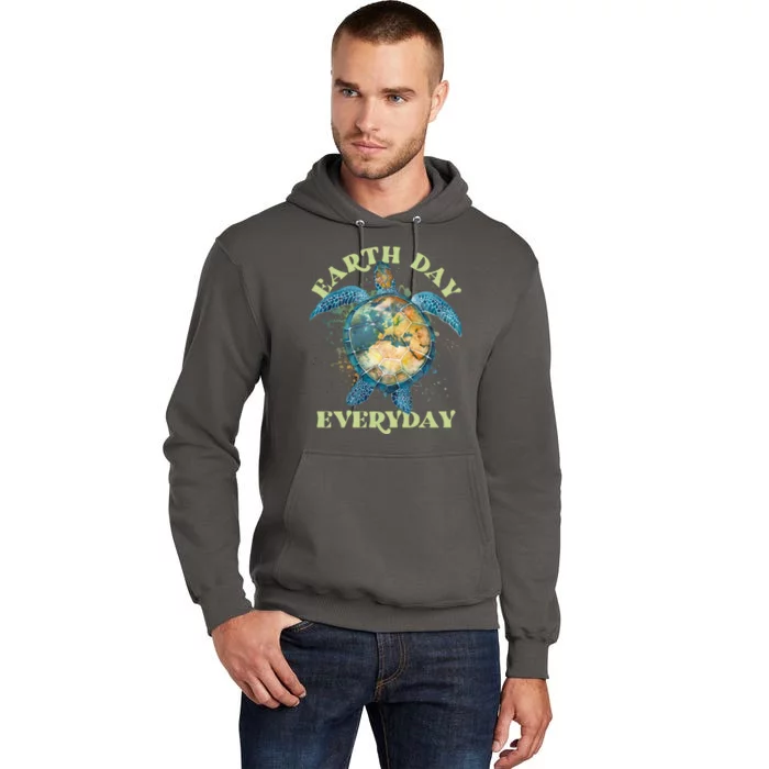 Earth Day Everyday Watercolor Sea Turtle Earth Tall Hoodie