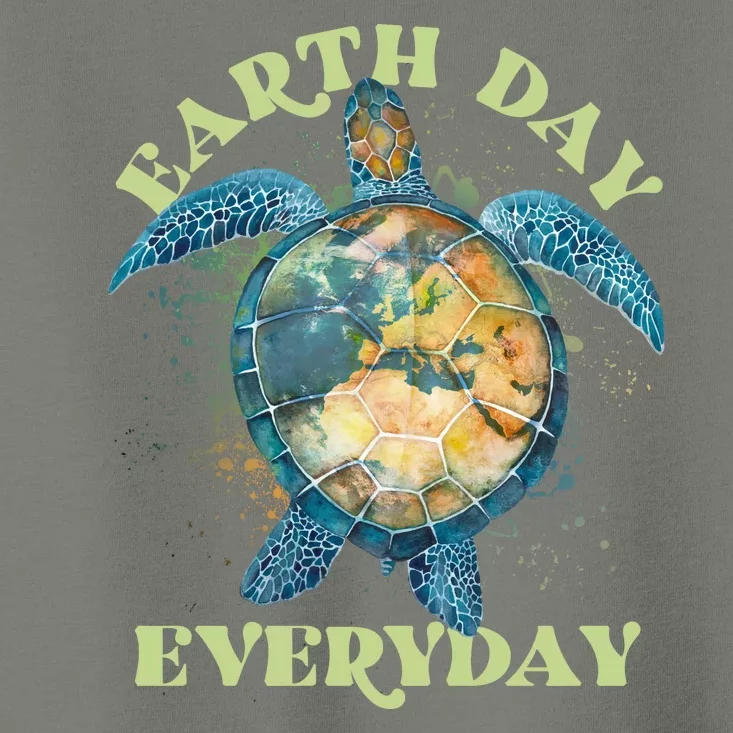 Earth Day Everyday Watercolor Sea Turtle Earth Toddler T-Shirt