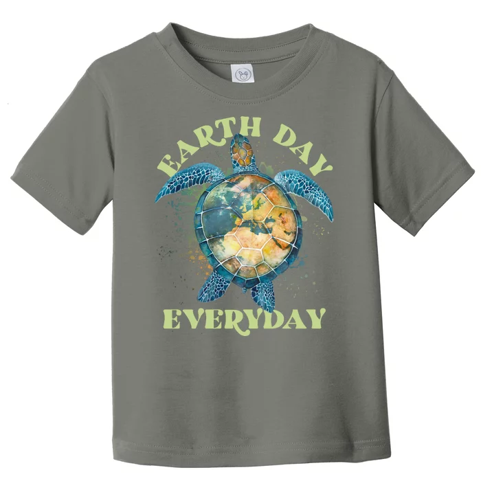 Earth Day Everyday Watercolor Sea Turtle Earth Toddler T-Shirt