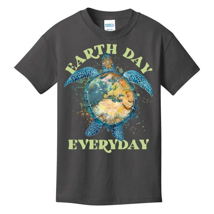 Earth Day Everyday Watercolor Sea Turtle Earth Kids T-Shirt