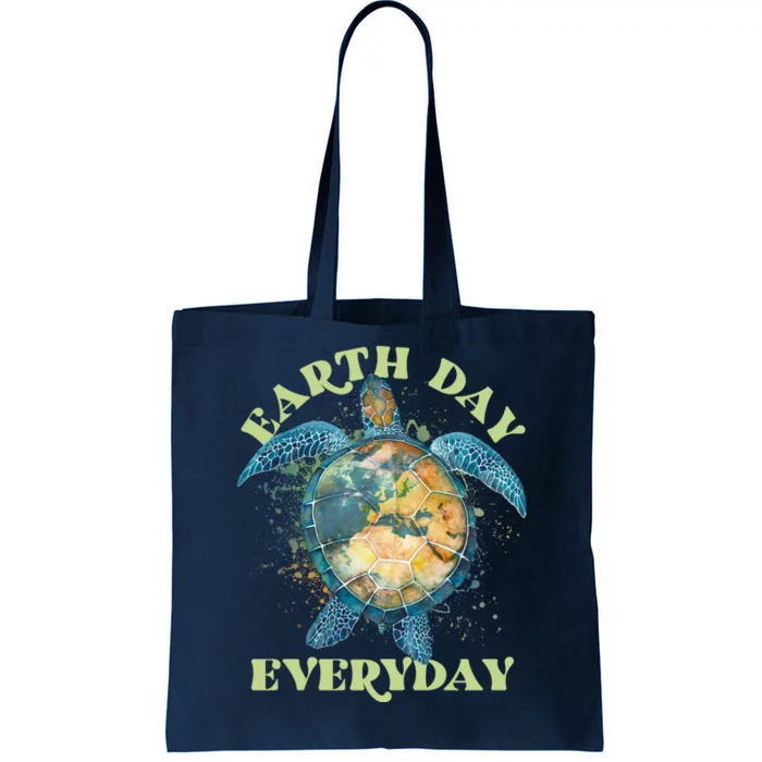 Earth Day Everyday Watercolor Sea Turtle Earth Tote Bag