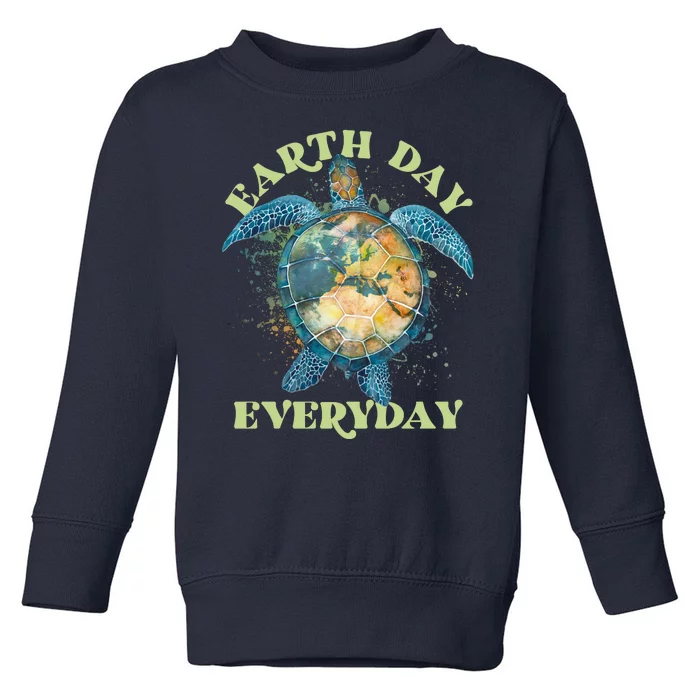 Earth Day Everyday Watercolor Sea Turtle Earth Toddler Sweatshirt