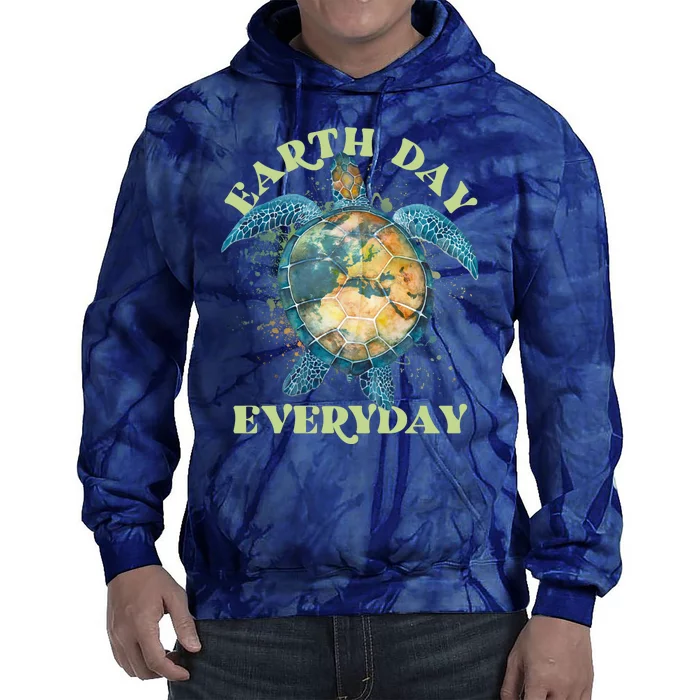 Earth Day Everyday Watercolor Sea Turtle Earth Tie Dye Hoodie