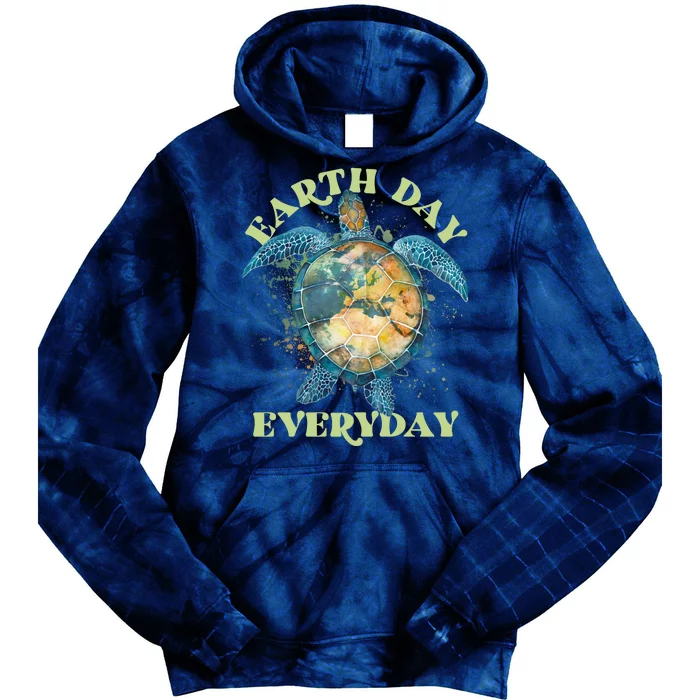 Earth Day Everyday Watercolor Sea Turtle Earth Tie Dye Hoodie