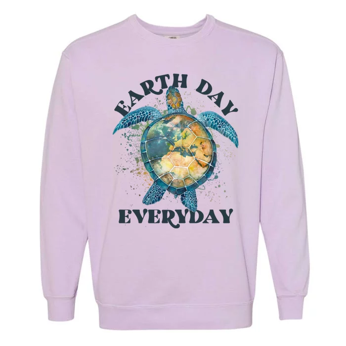 Earth Day Everyday Watercolor Sea Turtle Earth Garment-Dyed Sweatshirt