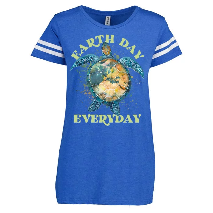 Earth Day Everyday Watercolor Sea Turtle Earth Enza Ladies Jersey Football T-Shirt