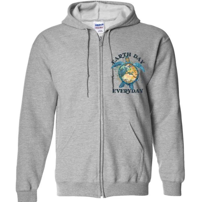 Earth Day Everyday Watercolor Sea Turtle Earth Full Zip Hoodie