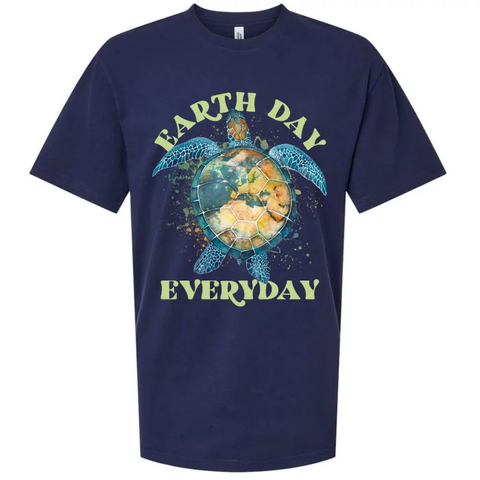 Earth Day Everyday Watercolor Sea Turtle Earth Sueded Cloud Jersey T-Shirt