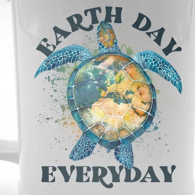 Earth Day Everyday Watercolor Sea Turtle Earth Front & Back Beer Stein