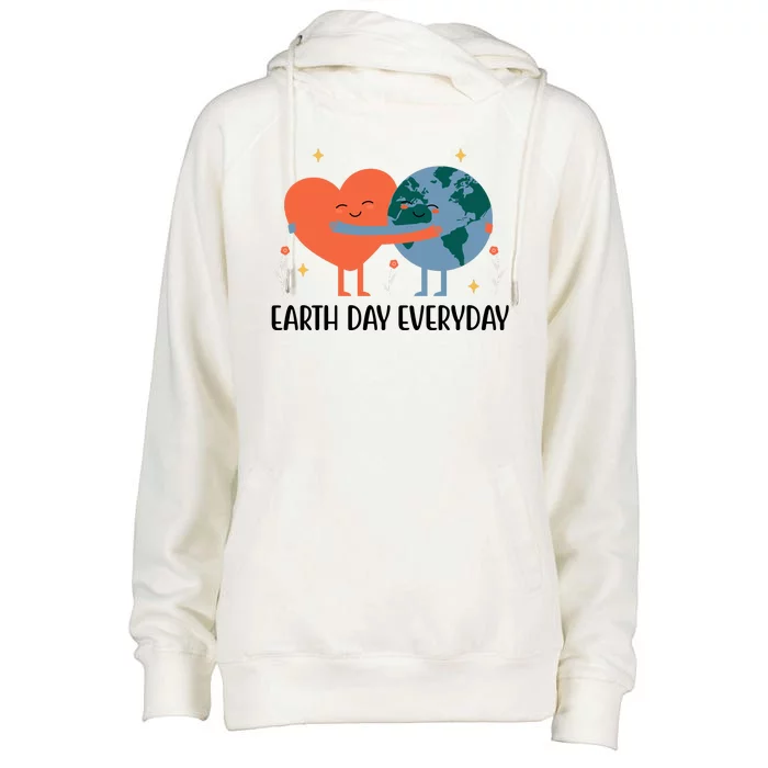 Earth Day Everyday Cute Heart Womens Funnel Neck Pullover Hood