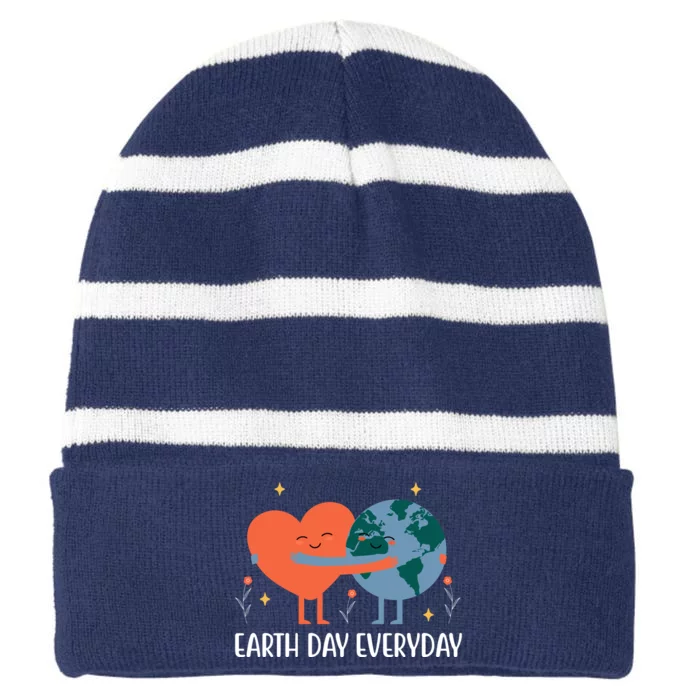 Earth Day Everyday Cute Heart Striped Beanie with Solid Band