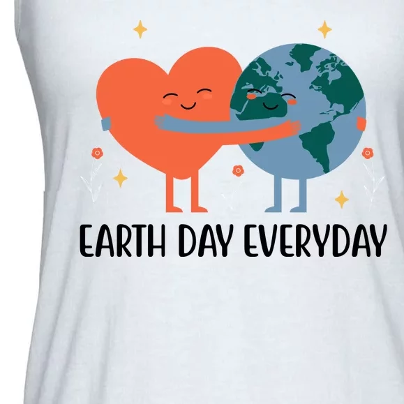 Earth Day Everyday Cute Heart Ladies Essential Flowy Tank