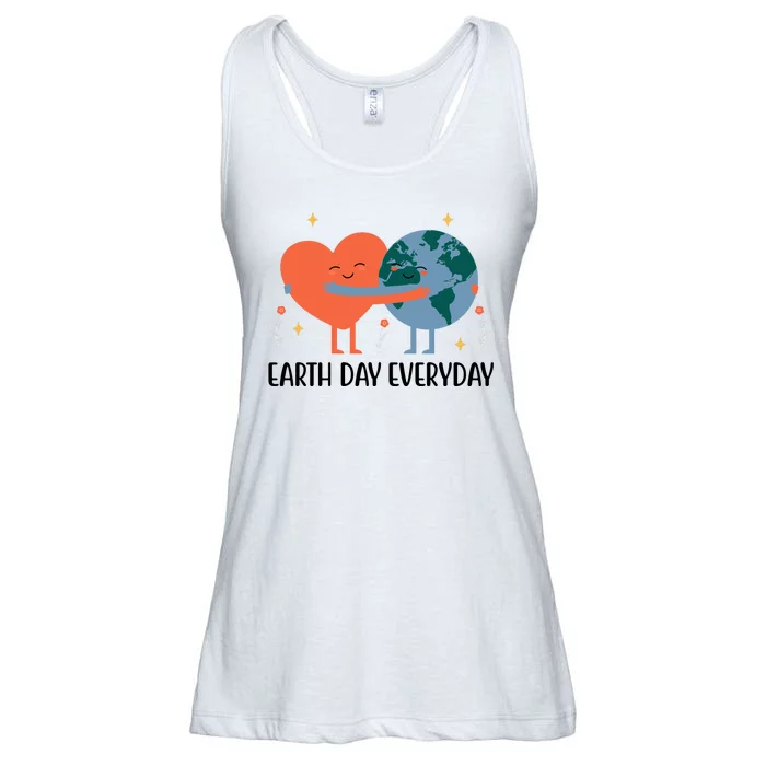 Earth Day Everyday Cute Heart Ladies Essential Flowy Tank